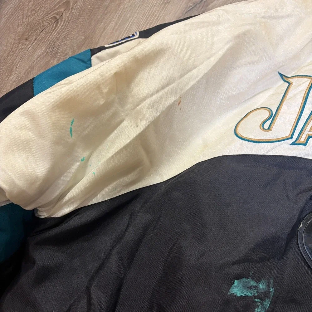 VTG Jacksonville Jaguars Puffer Jacket Mens XL Full Zip Nylon NFL Vintage Black